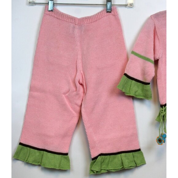 Zack Ali 4 Kids Girls Pink Knitted Outfit sz 5-6 Shirt Pants Pockets Flower Fall - Picture 7 of 12